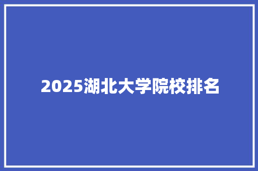 2025湖北大学院校排名