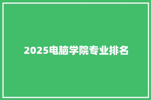 2025电脑学院专业排名