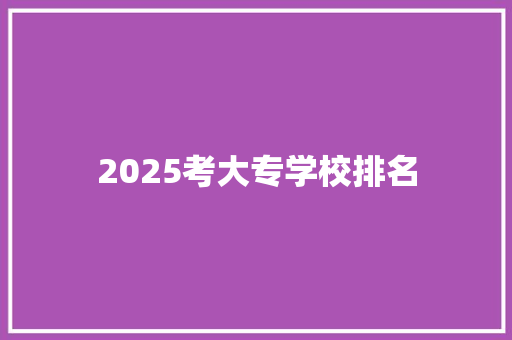 2025考大专学校排名