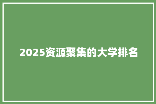 2025资源聚集的大学排名