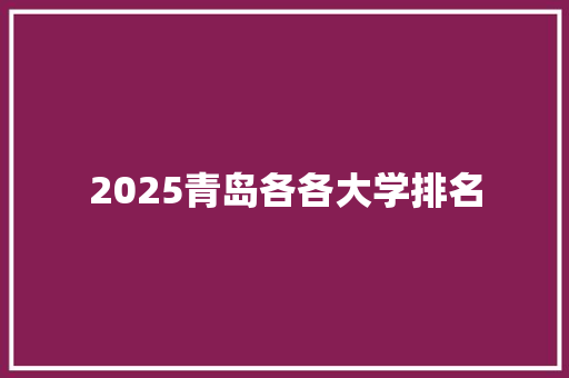 2025青岛各各大学排名