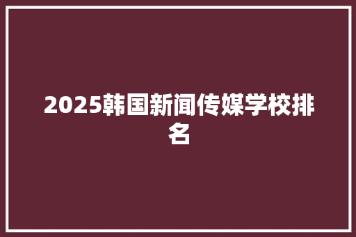 2025韩国新闻传媒学校排名 采访稿