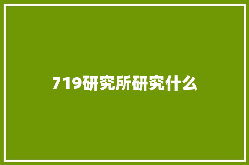 719研究所研究什么