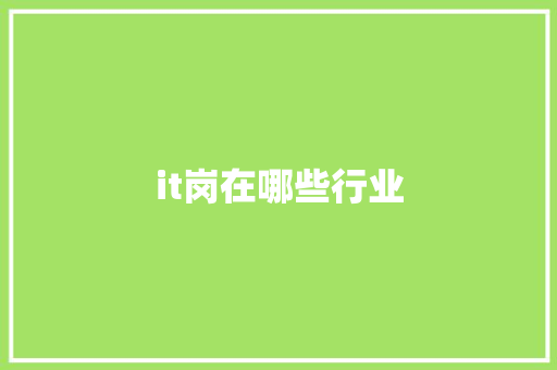 it岗在哪些行业
