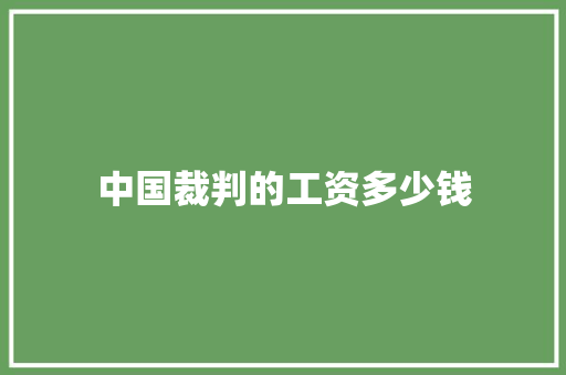中国裁判的工资多少钱