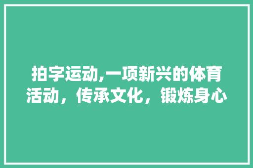 拍字运动,一项新兴的体育活动，传承文化，锻炼身心_拍字组词体育活动 特写稿