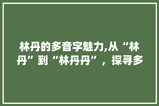 林丹的多音字魅力,从“林丹”到“林丹丹”，探寻多音字的独特魅力_林丹的当多音字组词 工作总结