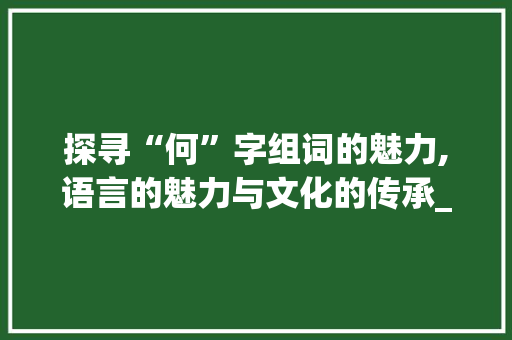 探寻“何”字组词的魅力,语言的魅力与文化的传承_何字组词怎么打的 特写稿