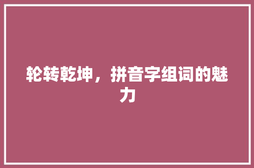 轮转乾坤，拼音字组词的魅力