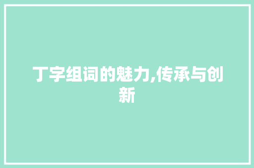 丁字组词的魅力,传承与创新
