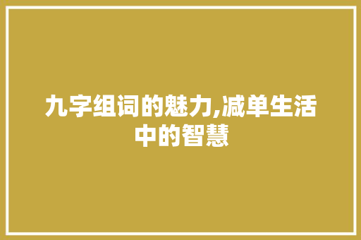 九字组词的魅力,减单生活中的智慧