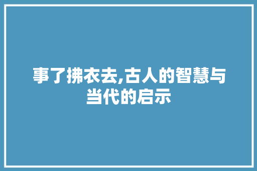 事了拂衣去,古人的智慧与当代的启示 工作报告