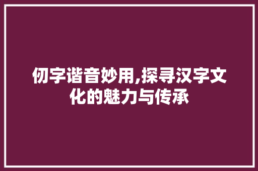 仞字谐音妙用,探寻汉字文化的魅力与传承