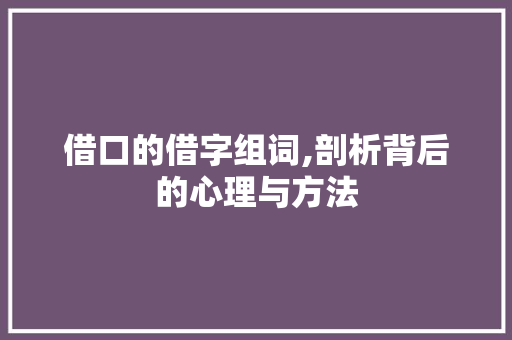 借口的借字组词,剖析背后的心理与方法