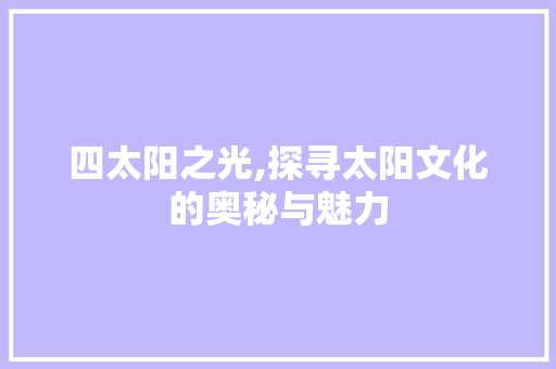 四太阳之光,探寻太阳文化的奥秘与魅力