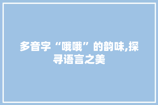 多音字“哦哦”的韵味,探寻语言之美
