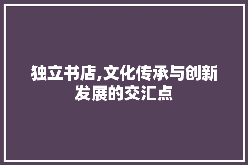 独立书店,文化传承与创新发展的交汇点