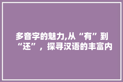 多音字的魅力,从“有”到“还”，探寻汉语的丰富内涵