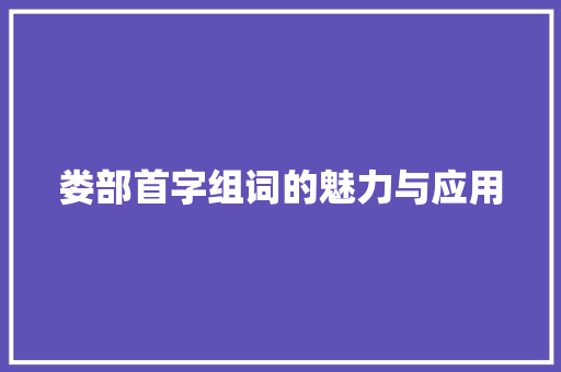 娄部首字组词的魅力与应用 特写稿