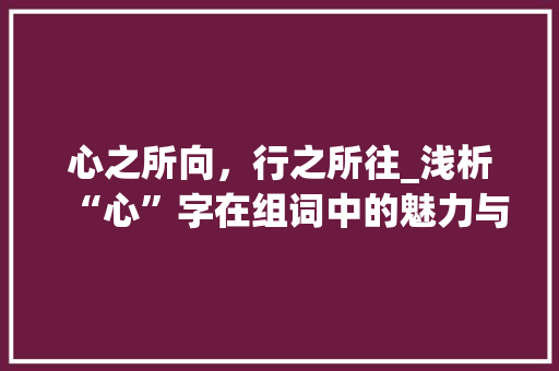 心之所向，行之所往_浅析“心”字在组词中的魅力与内涵
