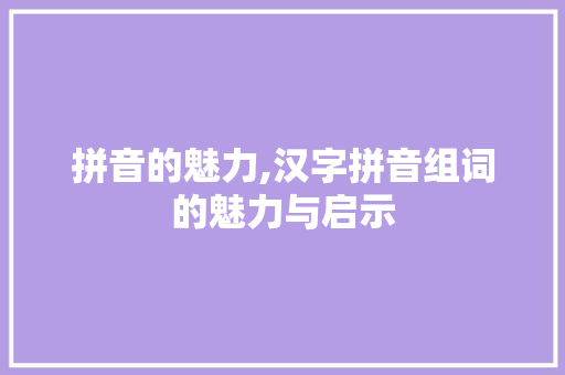 拼音的魅力,汉字拼音组词的魅力与启示