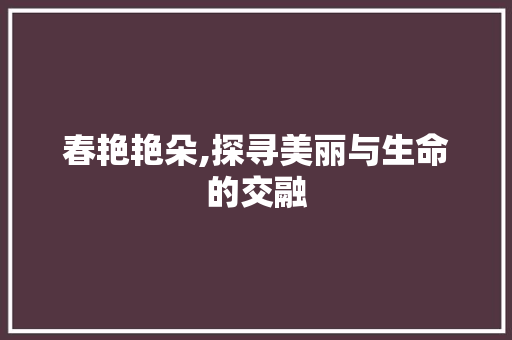 春艳艳朵,探寻美丽与生命的交融
