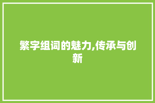 繁字组词的魅力,传承与创新