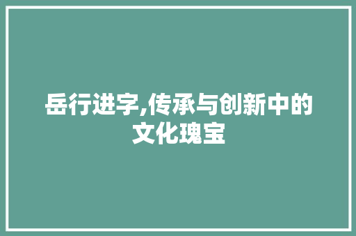 岳行进字,传承与创新中的文化瑰宝 工作总结