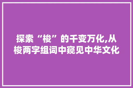 探索“梭”的千变万化,从梭两字组词中窥见中华文化的博大精深_梭两字组词大全