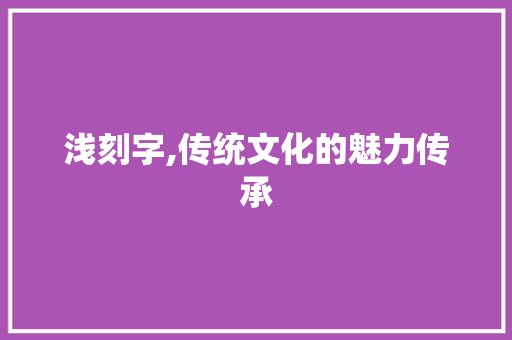浅刻字,传统文化的魅力传承