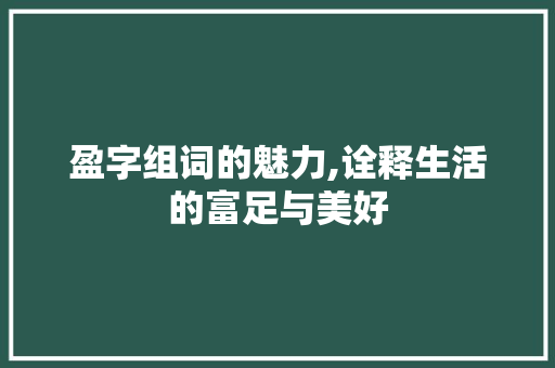 盈字组词的魅力,诠释生活的富足与美好