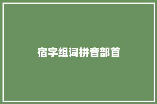 宿字组词拼音部首