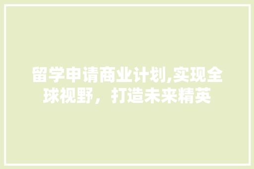 留学申请商业计划,实现全球视野，打造未来精英