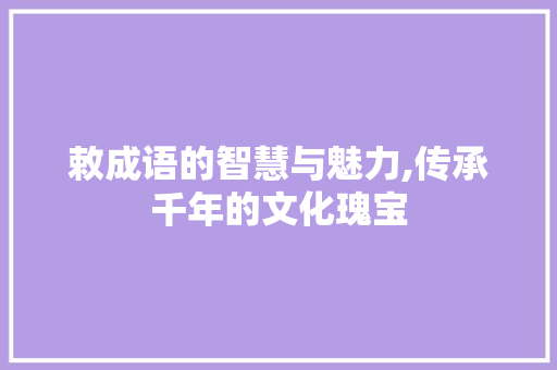 敕成语的智慧与魅力,传承千年的文化瑰宝