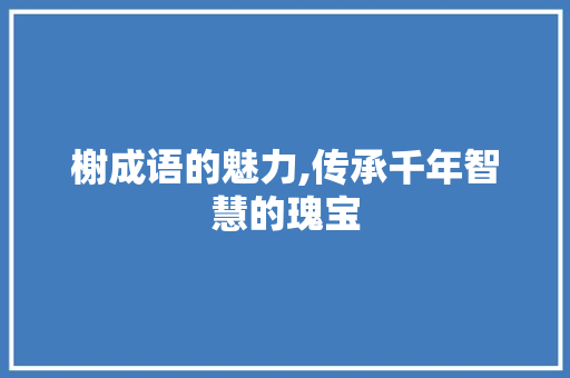 榭成语的魅力,传承千年智慧的瑰宝