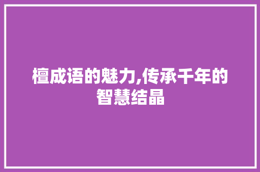 檀成语的魅力,传承千年的智慧结晶