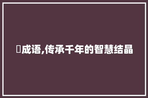 澽成语,传承千年的智慧结晶
