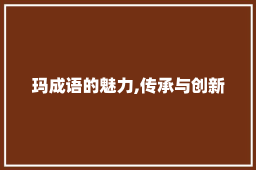 玛成语的魅力,传承与创新