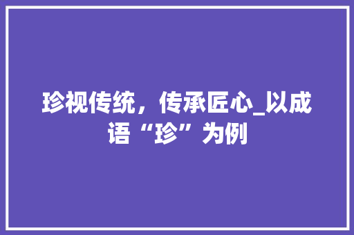 珍视传统，传承匠心_以成语“珍”为例