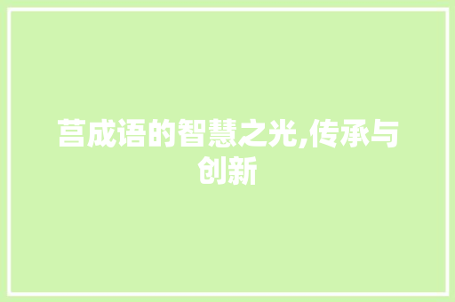 莒成语的智慧之光,传承与创新
