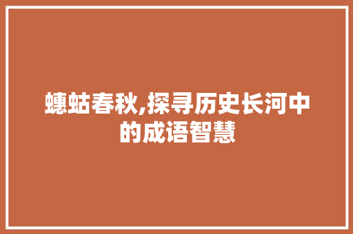 蟪蛄春秋,探寻历史长河中的成语智慧