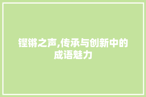 铿锵之声,传承与创新中的成语魅力