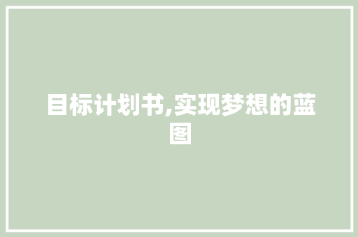 目标计划书,实现梦想的蓝图