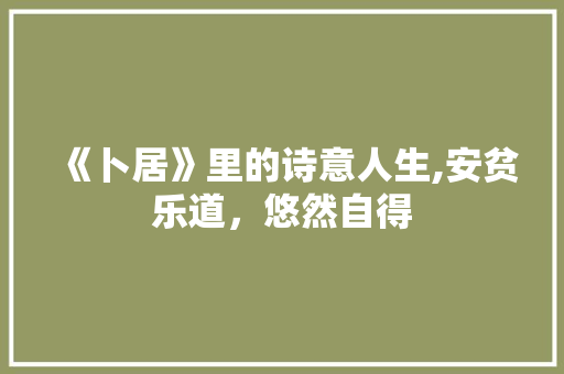 《卜居》里的诗意人生,安贫乐道，悠然自得