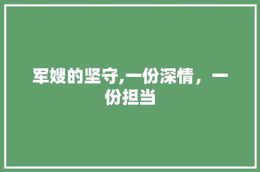 军嫂的坚守,一份深情，一份担当