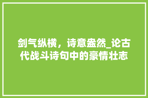 剑气纵横，诗意盎然_论古代战斗诗句中的豪情壮志
