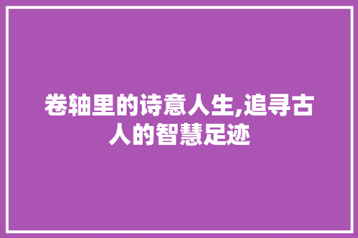 卷轴里的诗意人生,追寻古人的智慧足迹