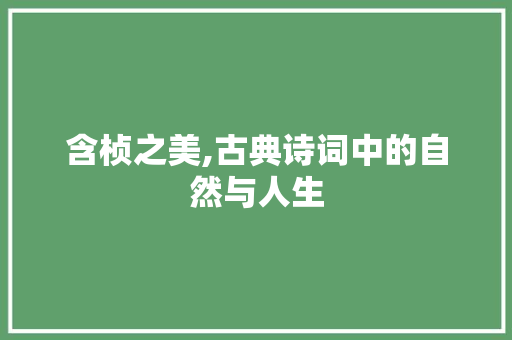 含桢之美,古典诗词中的自然与人生 工作报告