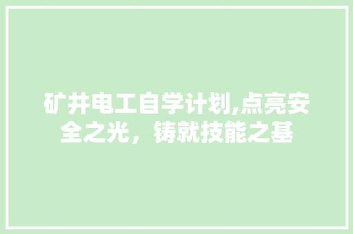 矿井电工自学计划,点亮安全之光，铸就技能之基