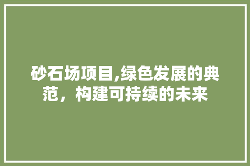 砂石场项目,绿色发展的典范，构建可持续的未来 采访稿